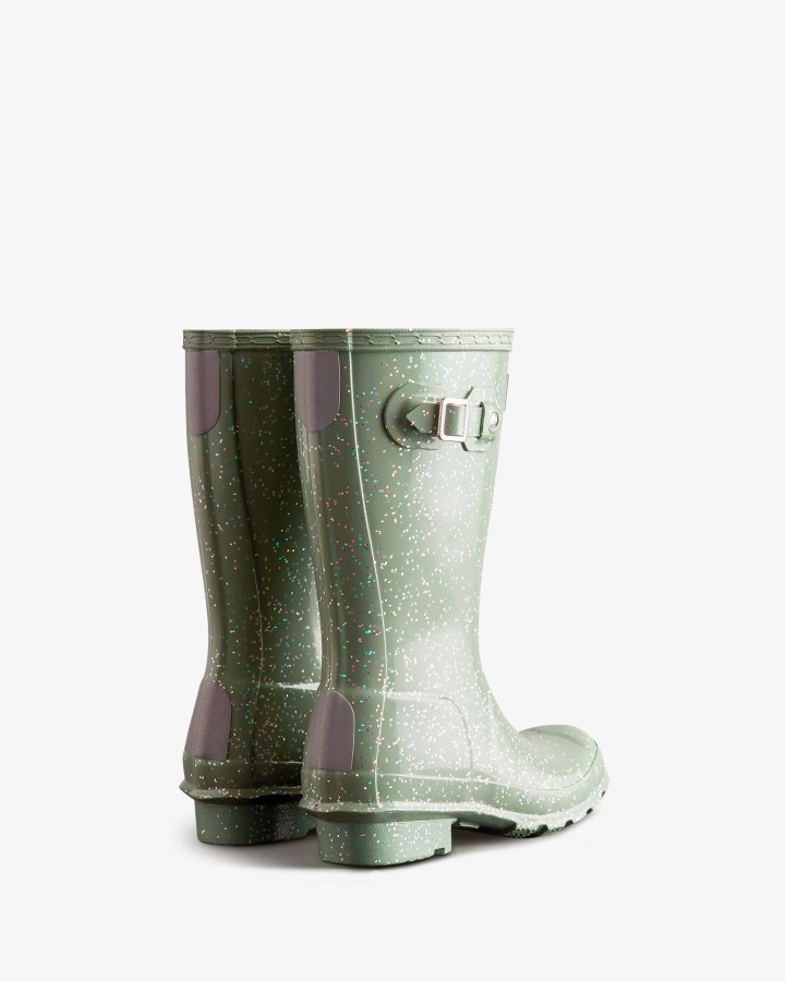 Botas De Agua Hunter Big Kids (5-11 Años) Con Purpurina Gigante Verde Dulce Vendaval