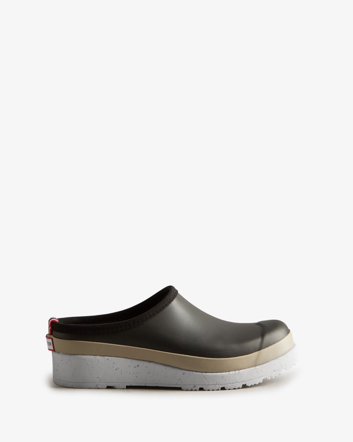 Zuecos Hunter Mujer Play Suela Moteada Negro-Gris Acero