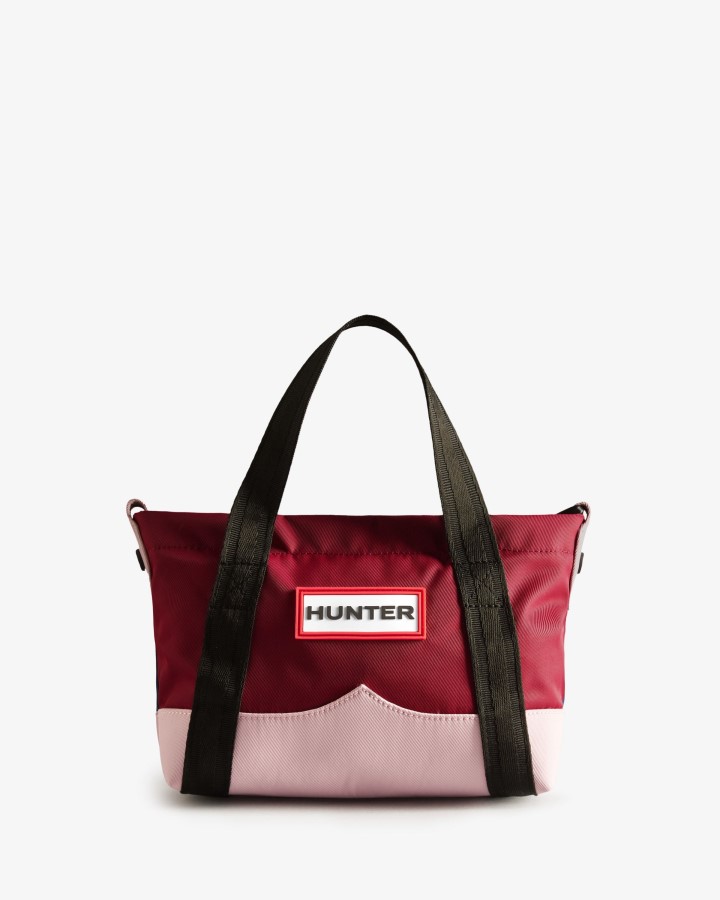 Bolso Tote Mini Top Clip De Nylon Reutilizado De Hunter Hayes Burdeos Multi