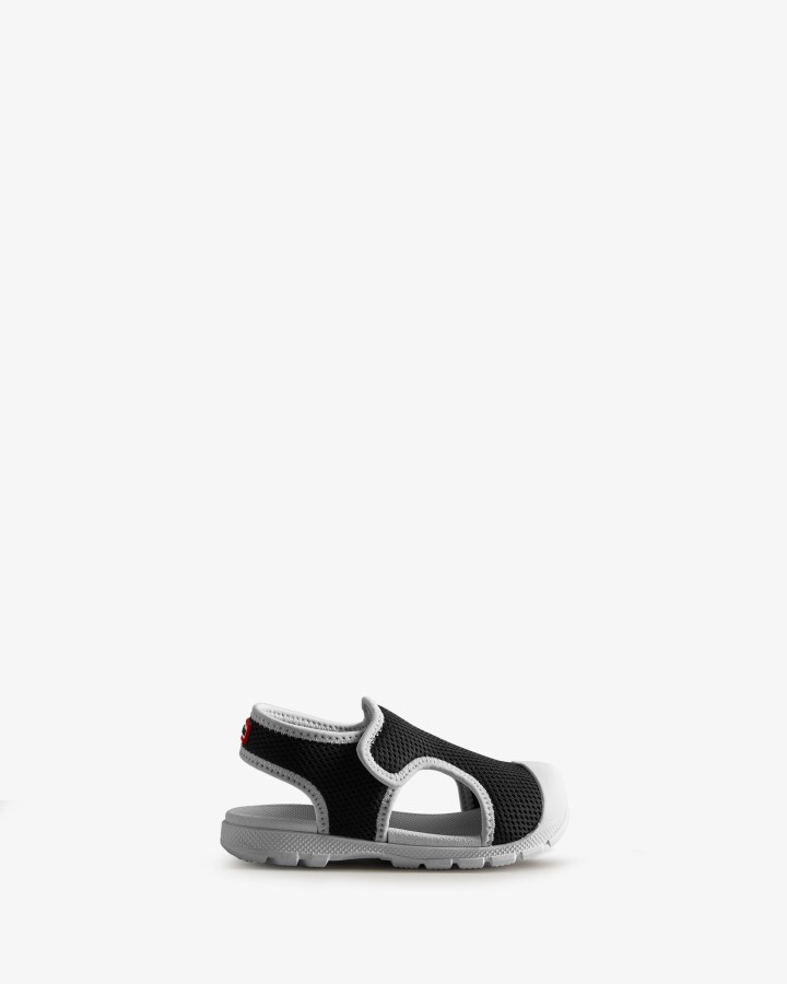 Hunter Little Kids (18 Meses-6 Años) Sandalias Para Caminar Al Aire Libre De Malla Negro-blanco