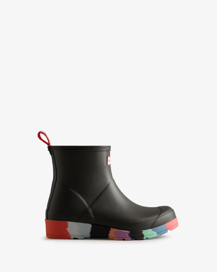 Botas De Lluvia Hunter Mujer Play Short Stripe Sole Negro - Multi Suela