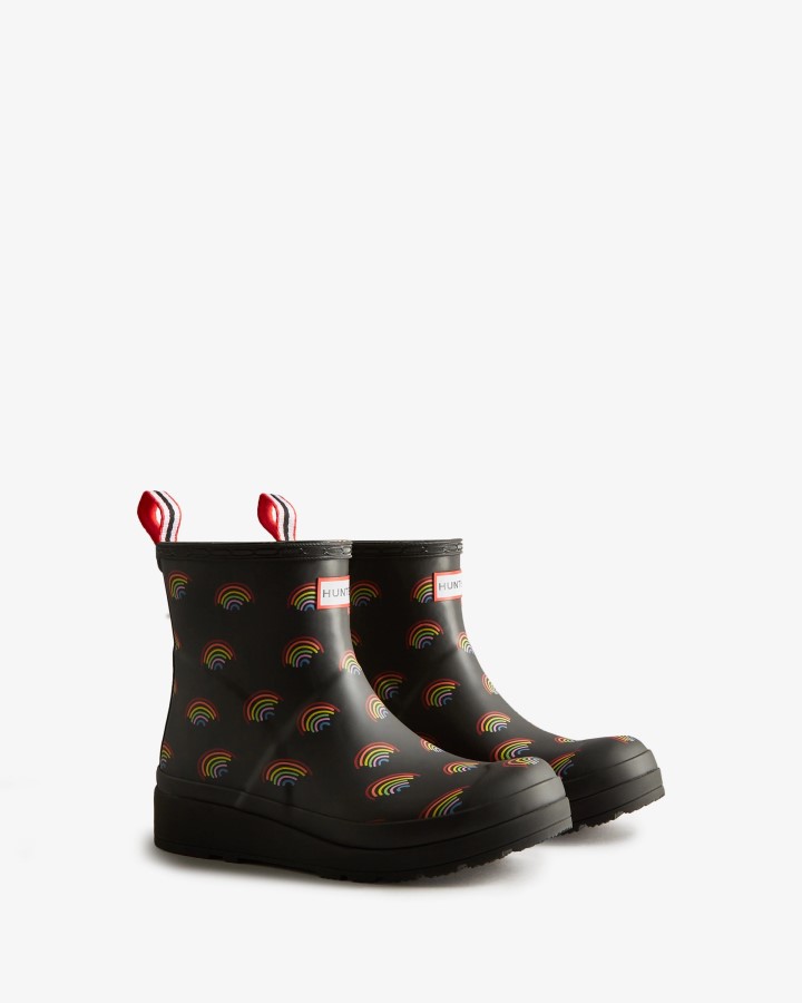 Hunter Play Short Mini Rainbow Botas De Lluvia Para Mujer Mini Rainbow Print