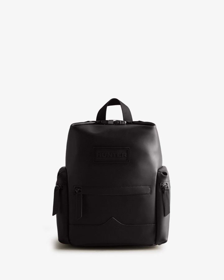 Minimochila Con Clip En La Parte Superior De Hunter - Cuero Engomado Negro