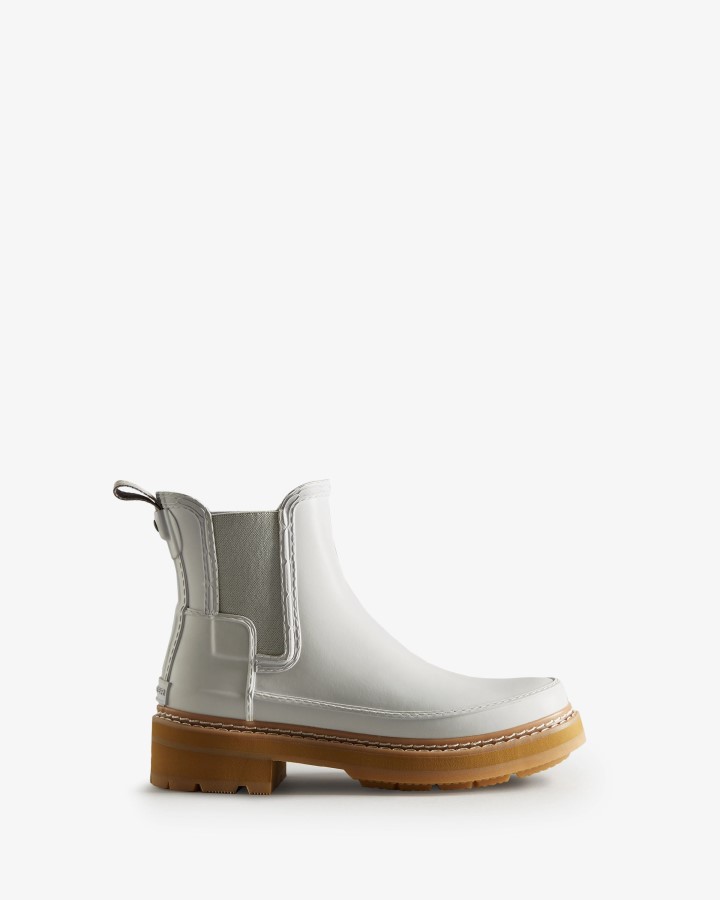 Hunter Botas Chelsea Para Mujer Con Detalle De Puntada Refinada Spurrey White