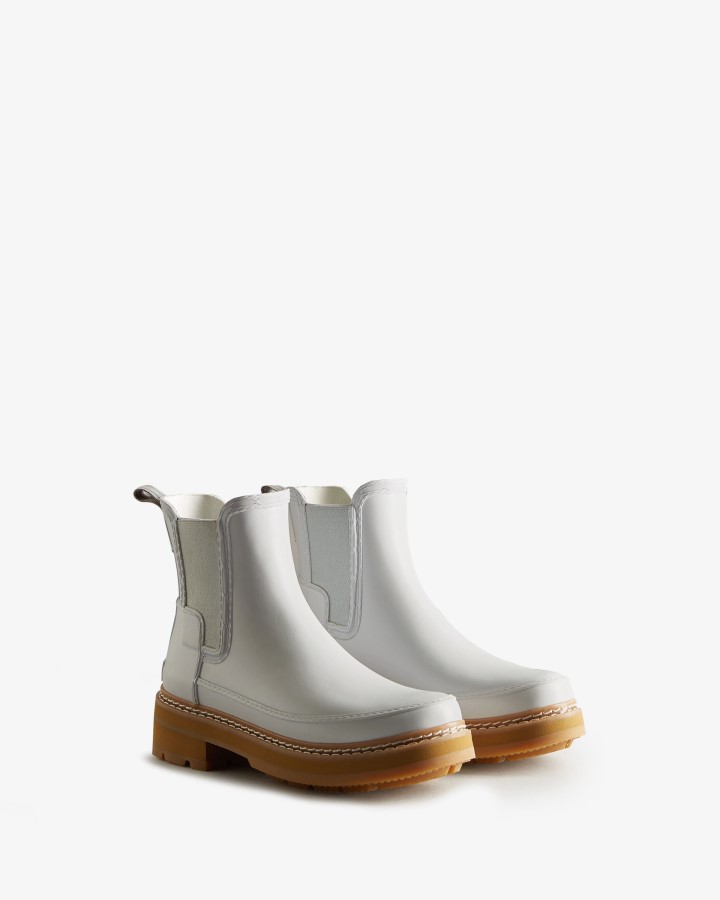 Hunter Botas Chelsea Para Mujer Con Detalle De Puntada Refinada Spurrey White