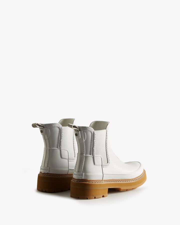 Hunter Botas Chelsea Para Mujer Con Detalle De Puntada Refinada Spurrey White