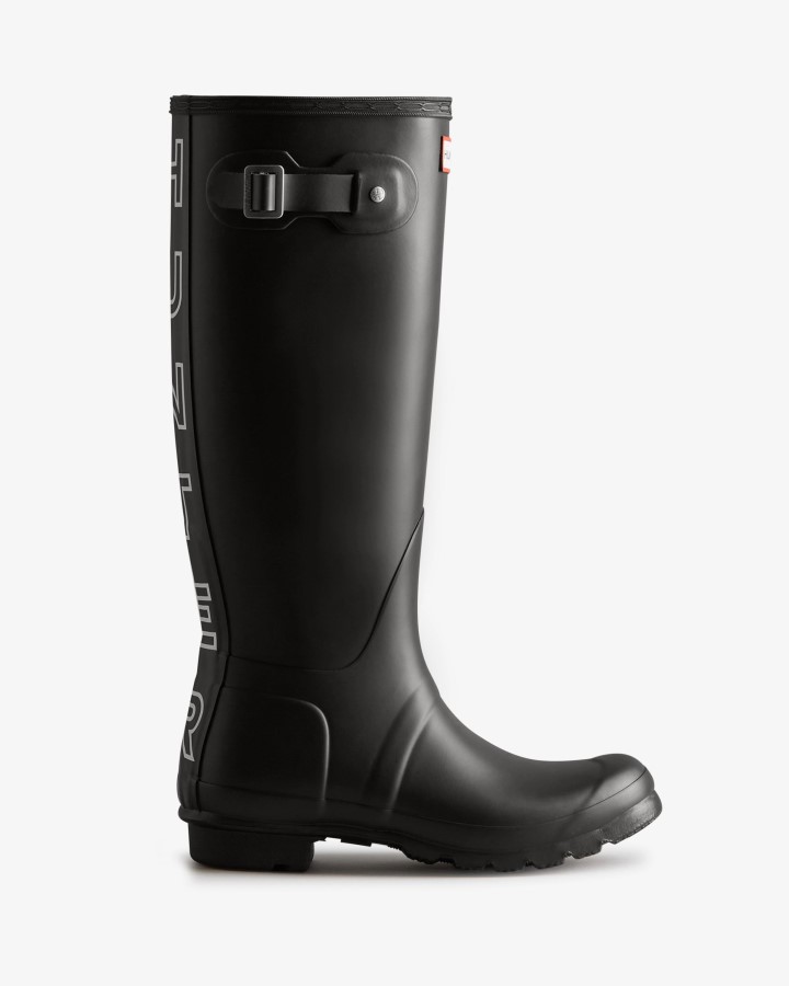 Botas De Lluvia Hunter Mujer Backstrap Tall Negro-blanco