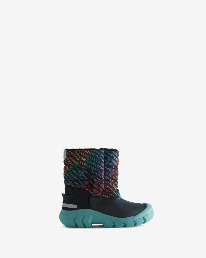 Hunter Little Kids (18 Meses-6 Años) Botas De Nieve Intrépidas Aisladas Con Estampado De Logotipo De Arcoíris Logotipo De Hunter Arcoíris Xray Azul Marino