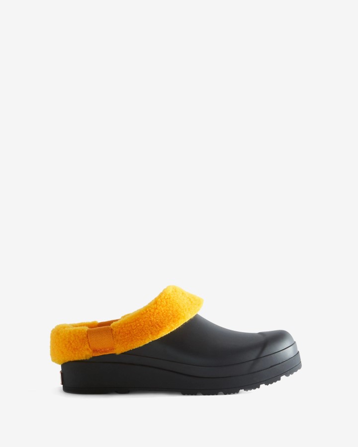 Zuecos Con Aislamiento De Piel De Oveja Vegana Play De Hunter Para Mujer Negro-naranja Nómada