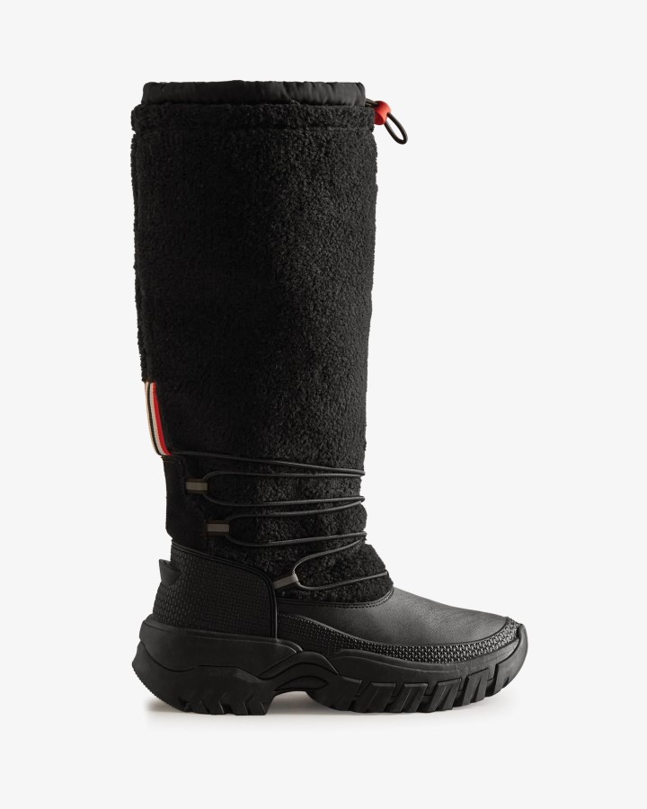 Botas Altas Para La Nieve Con Aislamiento De Piel De Oveja Vegana Wanderer De Hunter Para Mujer, Color Negro