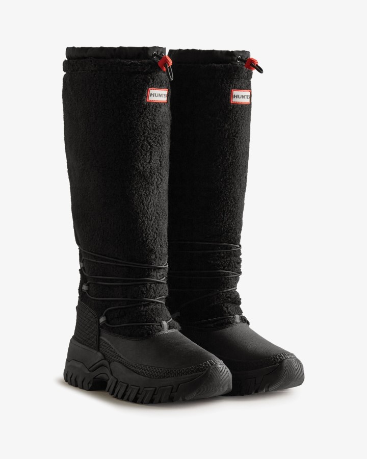 Botas Altas Para La Nieve Con Aislamiento De Piel De Oveja Vegana Wanderer De Hunter Para Mujer, Color Negro