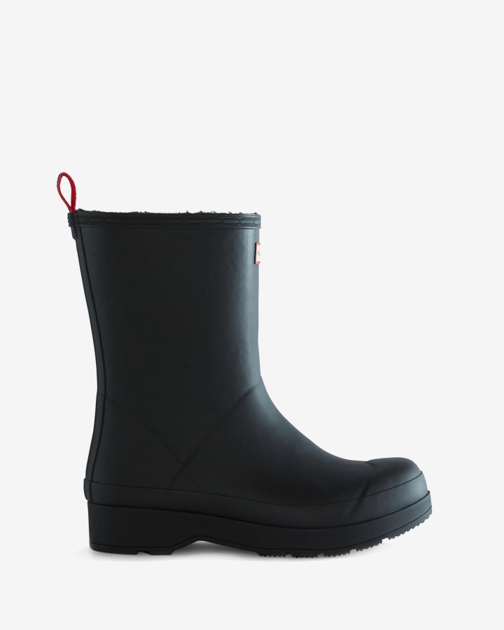Hunter - Botas De Lluvia De Altura Media Con Aislamiento De Piel De Oveja Vegana Para Hombre, Color Negro